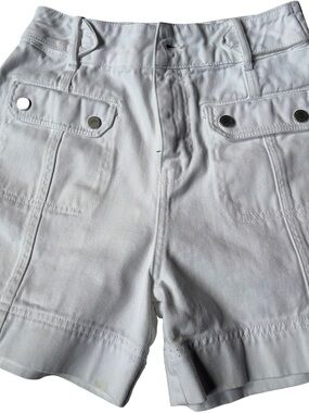 Zara White High-Rise Button & Zip Front Shorts